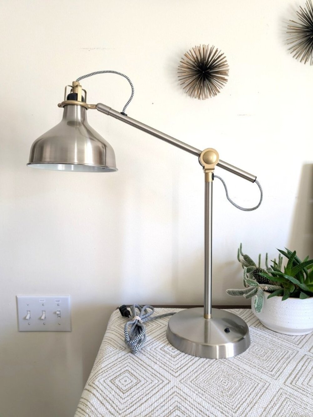 IKEA Ranarp Work Table Lamp Chrome with Gold Trim Adjustable Arm